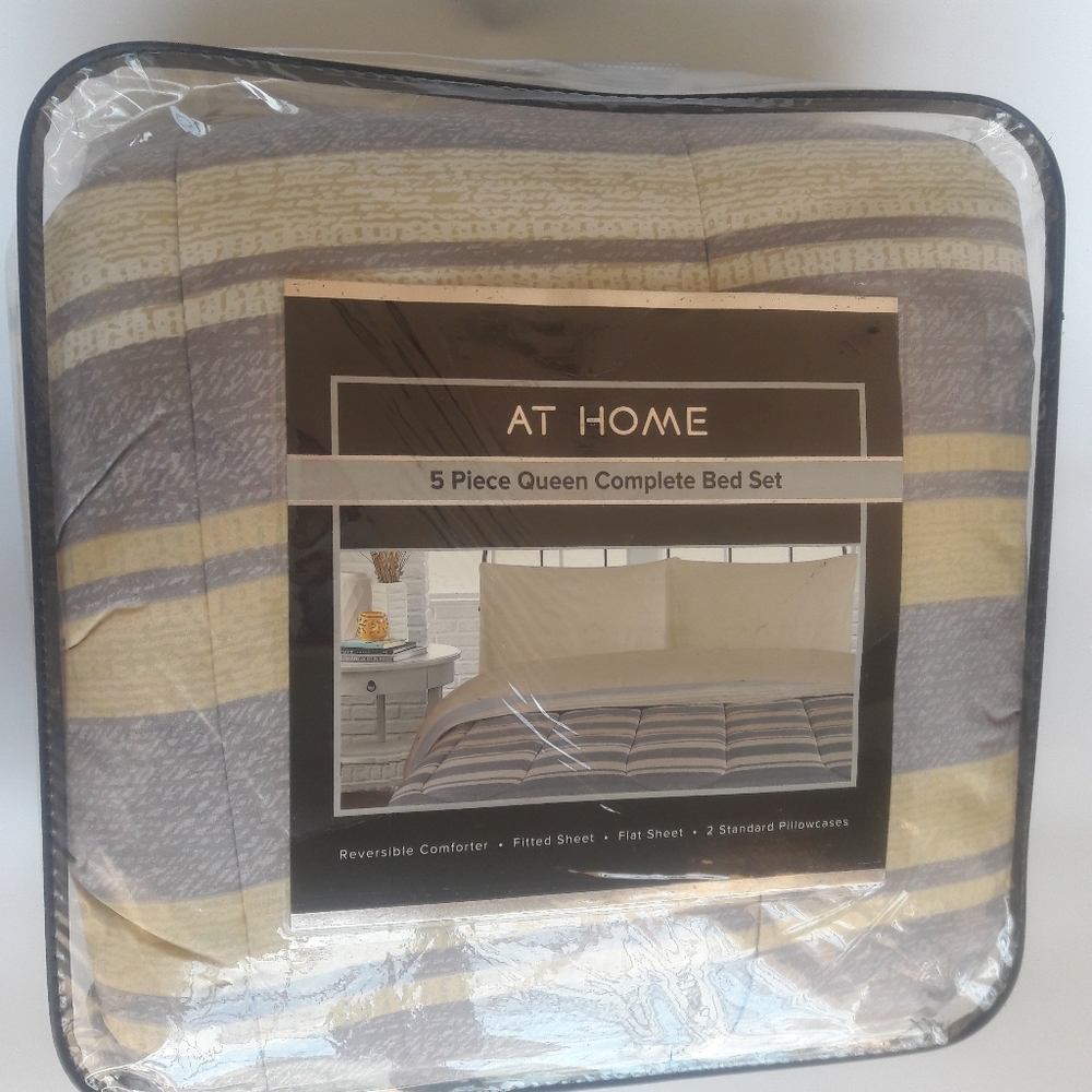 5 Piece Reversible Comforter Sheet Set-QUEEN